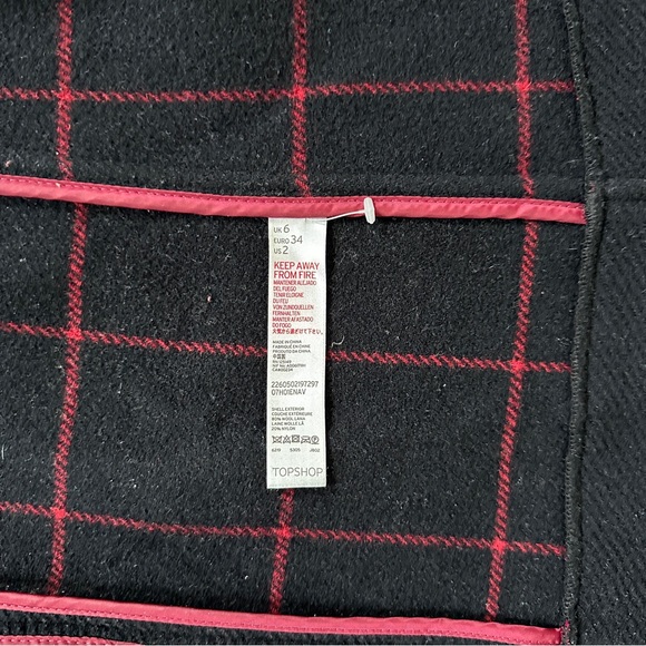 Topshop Hooded Wool Coat Women Size 2 XS Dark Blue Toggle Coat - Picture 10 of 12